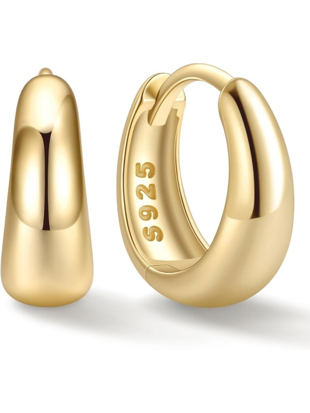 Stylish Solid 925 Sterling Silver Chunky Hoop Earrings for Women, 8-14MM